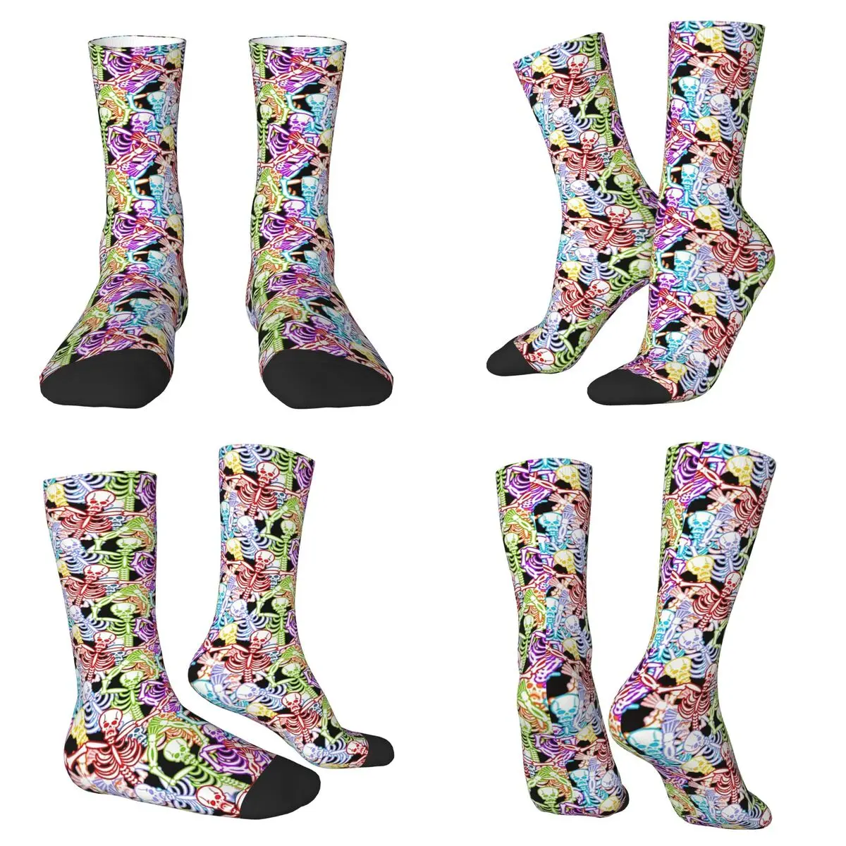 

Носки с разноцветными маленькими скелетами, супермягкие носки в стиле Харадзюку, всесезонные длинные носки для мужчин и женщин, подарки на День святого Валентина