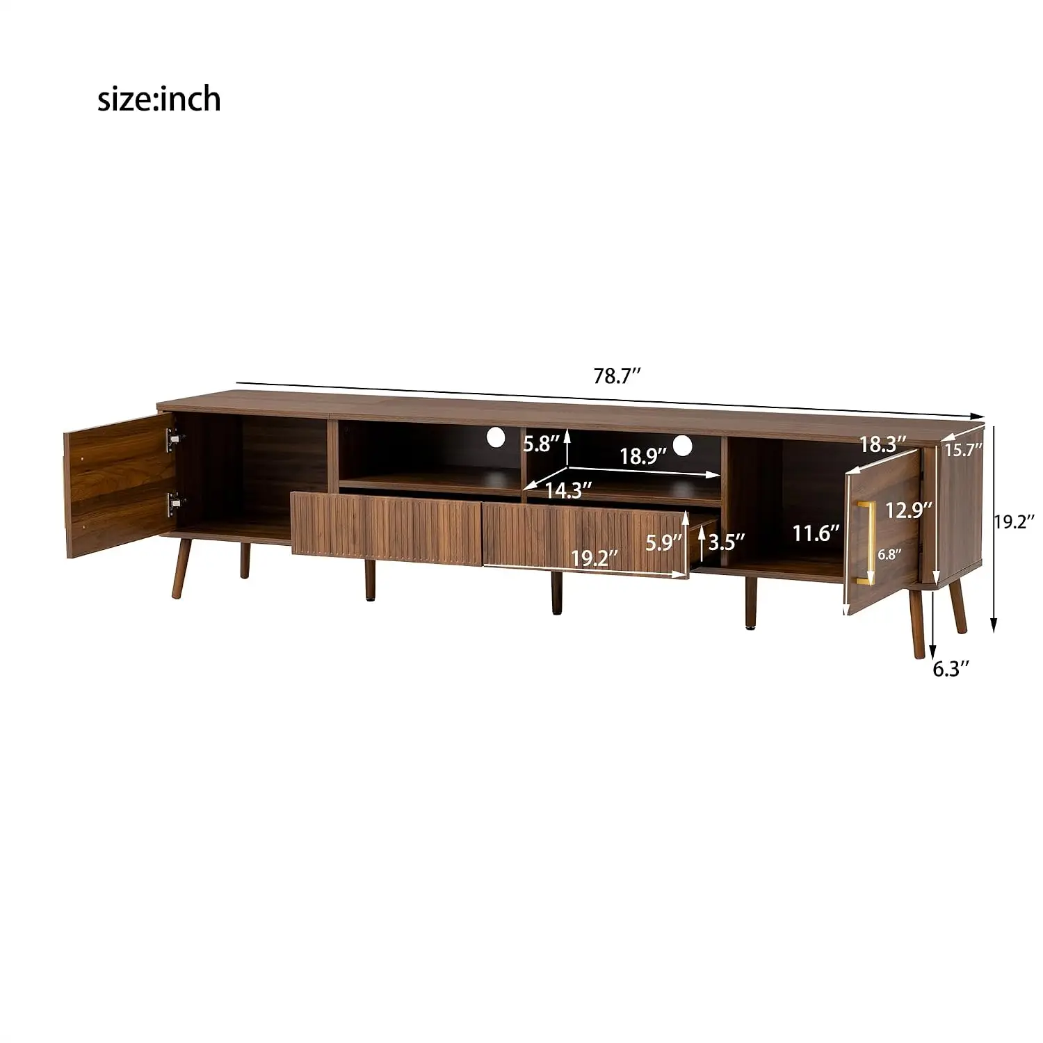 Modern Fluted TV Stand for TVs up to 85