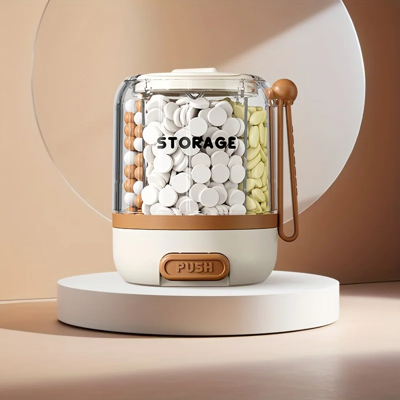 1pc Portable Large Capacity Pill Divider Bottle, 4-Compartment Removable Partition Vitamin Storage Box with Anti-Mix Design