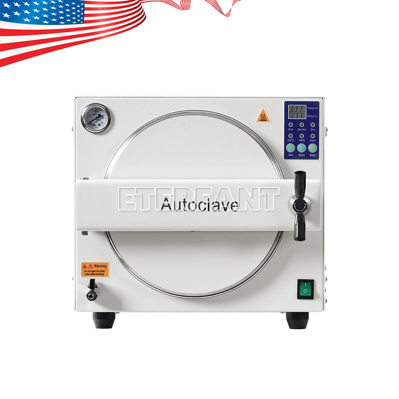 ETERFANT 23L Class N Dental Autoclave Steam Sterilizer Medical Sterilization Rotating Handle 110V 60Hz 121℃ /134℃ UPS