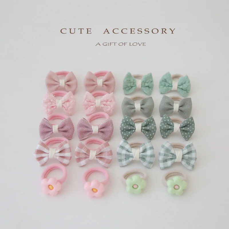 10 Pcs/Lot Sweet Hair Bows Hair Ties Band Flowert Girls Mini Baby Basic Kids Hair Accessories