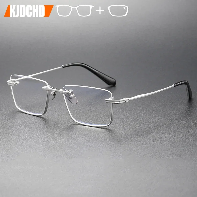 

Мужские очки из чистого титана в полурамке, оптические очки для близорукости, прогрессивные, прозрачные, корректирующие, для зрения, анти-УФ-линза, Eyewea