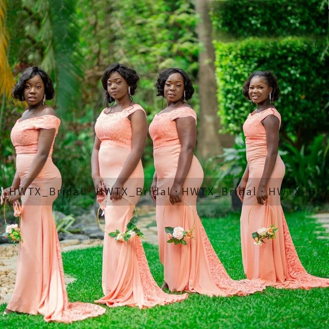 Coral Lace Long Wedding Party Gowns Off The Shoulder Mermaid Bridesmaid Dresses Bride Maids Gown 2023 robe demoiselle d honneur AliExpress