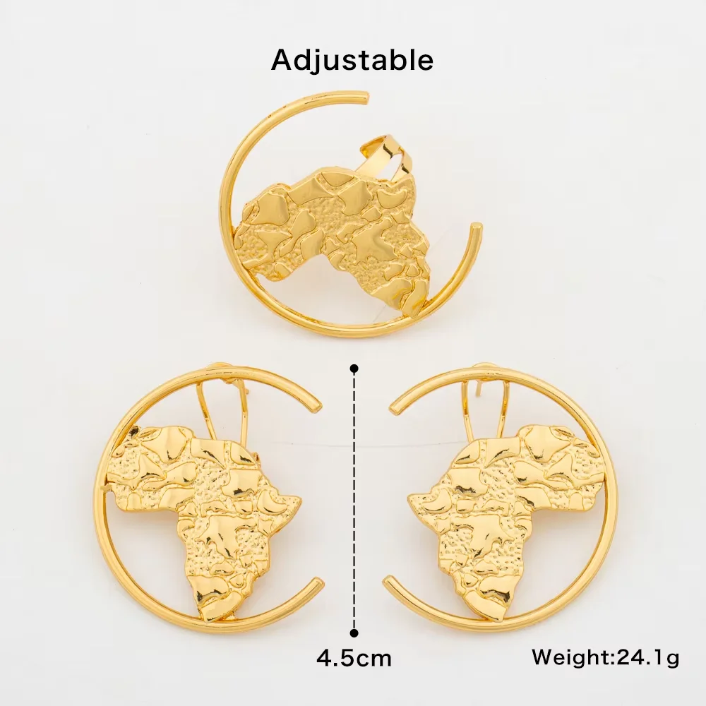 18K Gold Plated Open C Hoop Earring & Ring Set