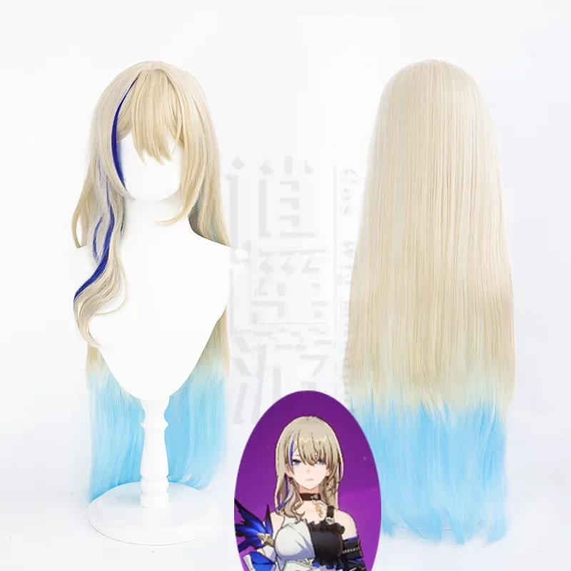 Serval Cos-Peluca de cabello sintético para fiesta de Halloween, pelo largo de Color degradado, resistente al calor, Cosplay de Anime, gorro, 95-100CM