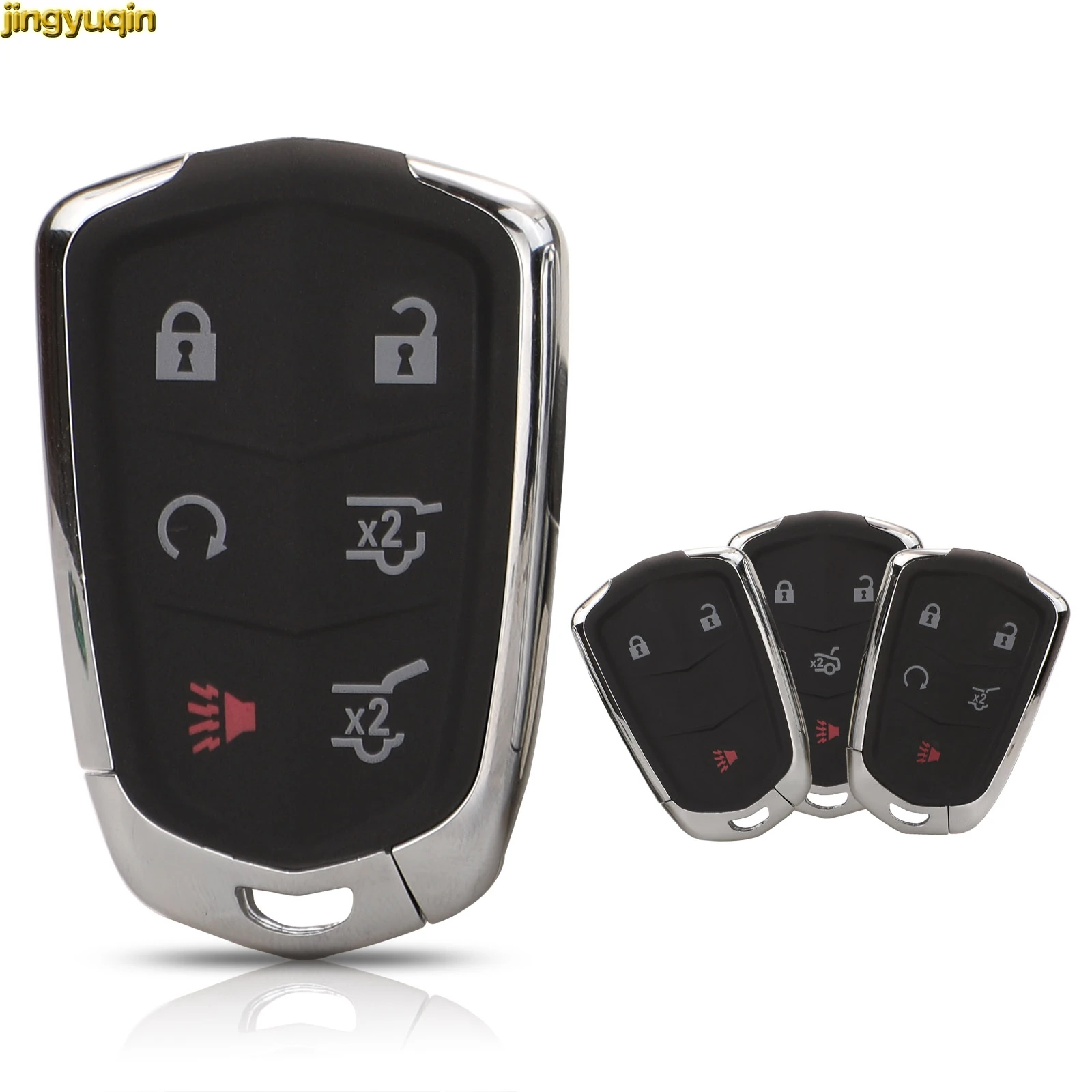 Jingyuqin 3/4/5/6 Buttons Smart Car Key Fob Shell For Cadillac ATS CTS Escalade ESV SRX XTS 2015 2016 2017 2018 2019 Key Case