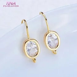 4PCS 12*25MM 14K Gold Color Brass and Zircon Earrings Hooks Jewelry Making Supplies Diy Findings Accessories