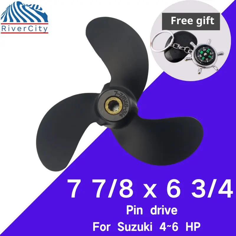 Boat Propeller 7	7/8×6 3/4 For Suzuki 4 hp 5 hp 6 hp Outboard Screw Boat Motor Aluminum Alloy Propeller 3 Blade 10 Spline