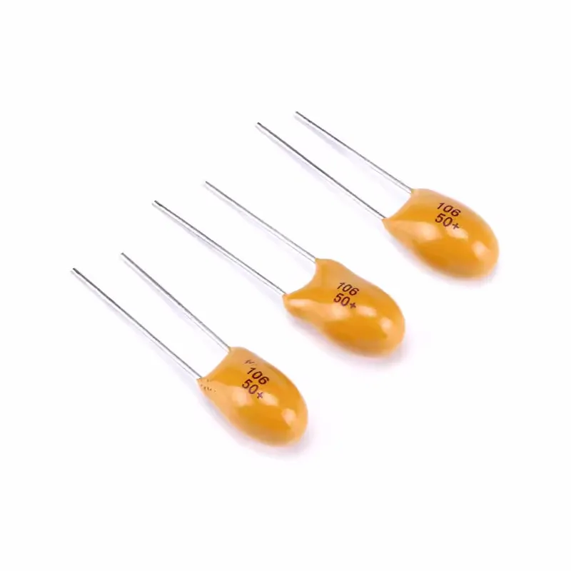 

10pcs IN-LINE TANTALUM CAPACITOR 50V 10UF (106K) ACCURACY ± 10% 2.54MM PITCH