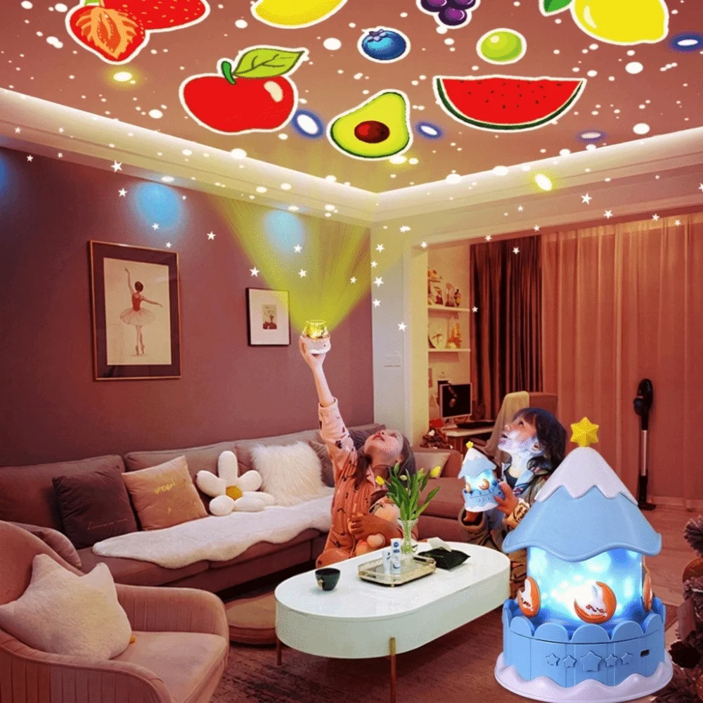 Rotating Star Projection Night Light Gentle Melodies Star Patterns Rotating Carousel Music Box Soft Lighting Easy-To-Operate