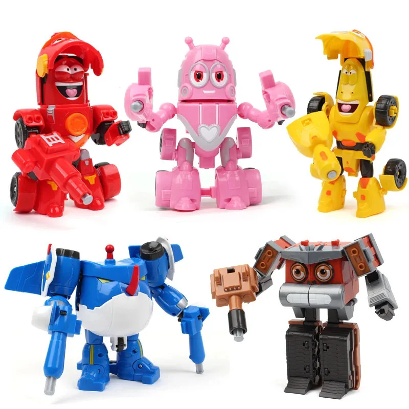 5 ピース/セット幼虫おもちゃロボットクリエイティブ楽しい組立変換おもちゃかわいいアニメメカアクションフィギュアモデルギフト子供のための