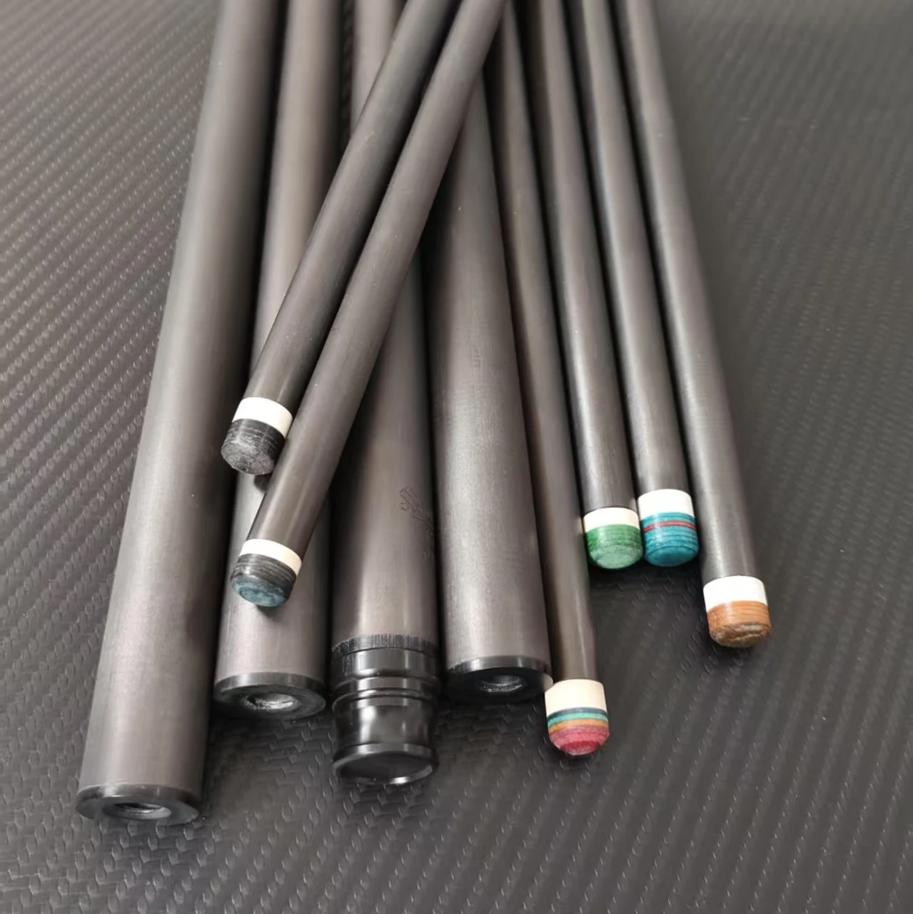 

SW Custom carbon fiber snooker cue shaft with leather tip