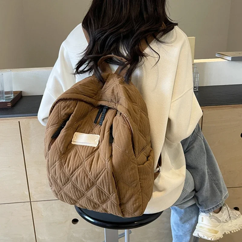 Meninas moda tendência leve algodão sacos de viagem para ultraleve inverno espaço quente para baixo mochila feminina escola mochila sacos