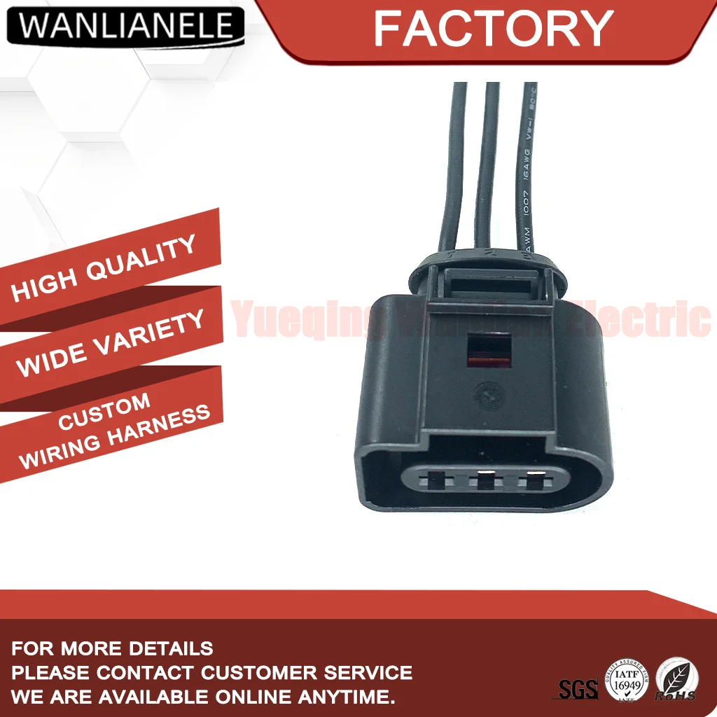 50 Sets Replacement for VW 1J0973723G 3 Pin CKP Crank Position Sensor Connector Female Waterproof Fit Golf Jetta Passat Audi A4