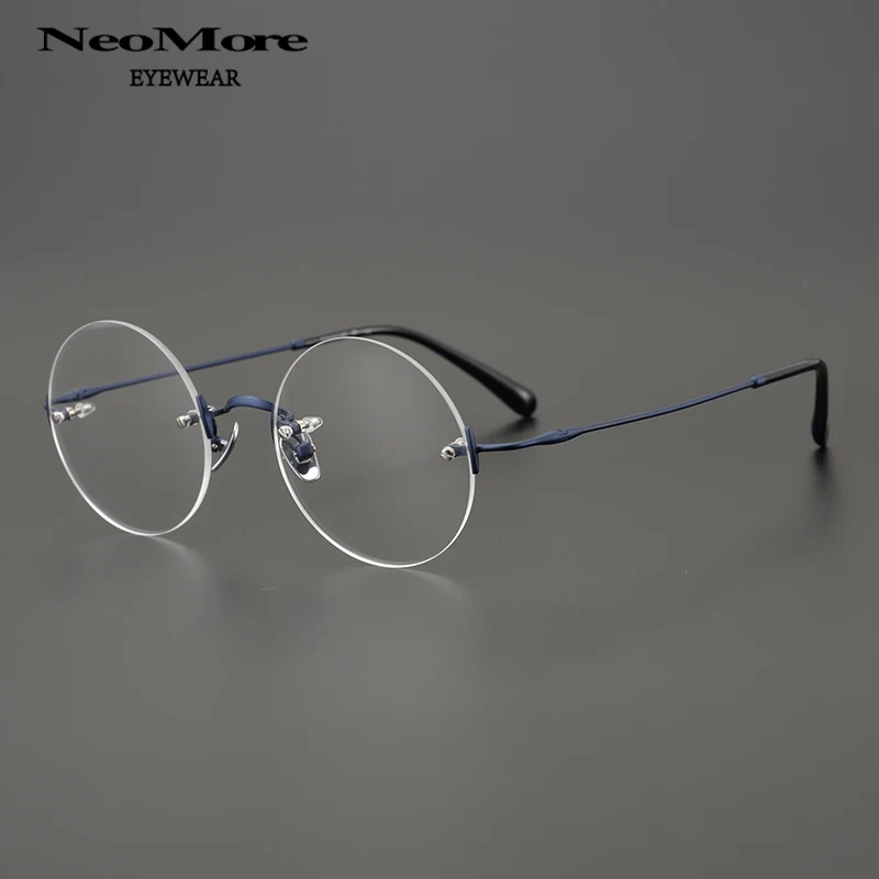 

Качественные круглые титановые очки без оправы, мужские медицинские очки по рецепту, близорукость, пресбиопия, мультифокальная оправа для очков, безрамочные очки