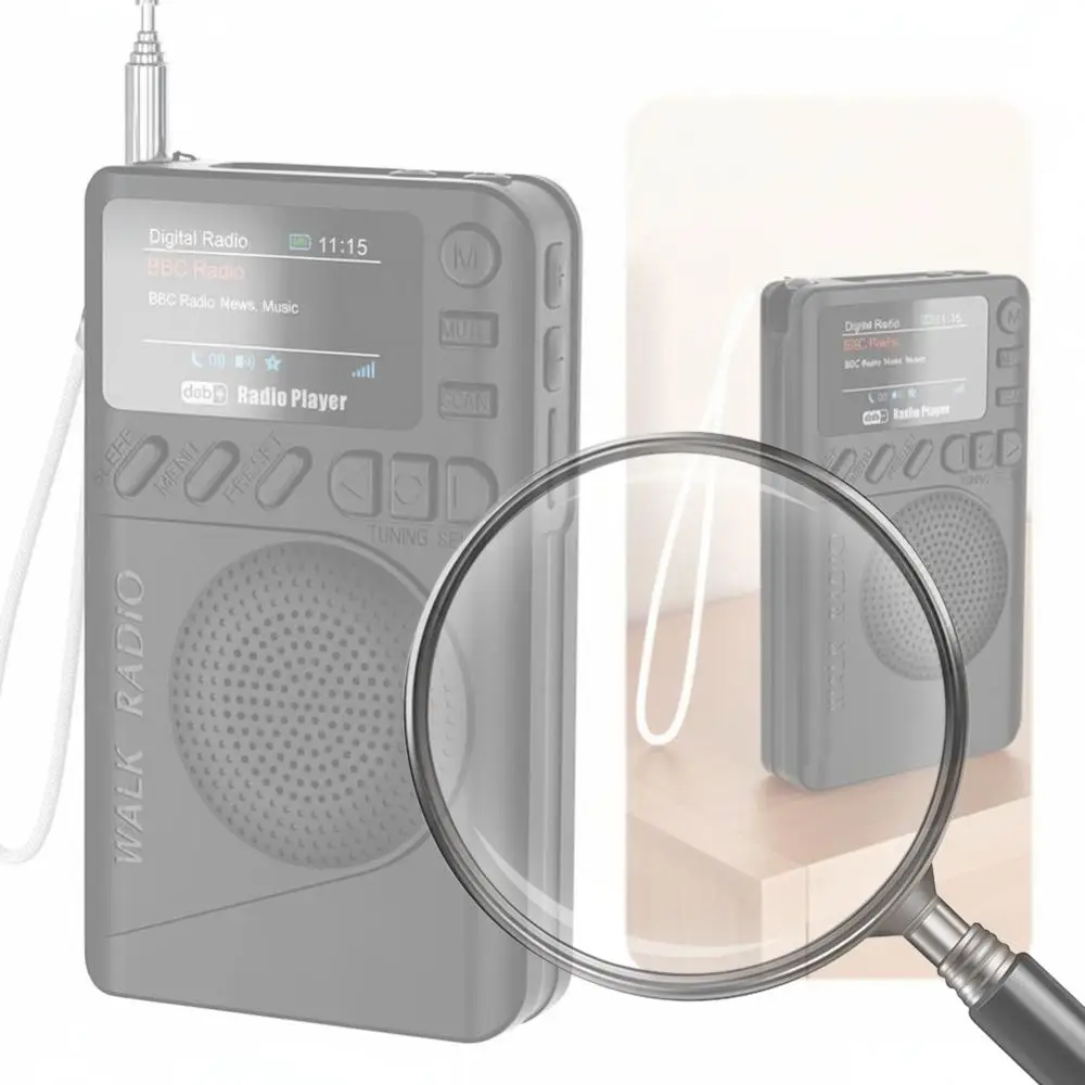 2025 Mini DAB FM Digital Radio with Headphone Jack MP3 Player Color Screen Pocket Radio Rechargeable Alarm Clock Support TF Card