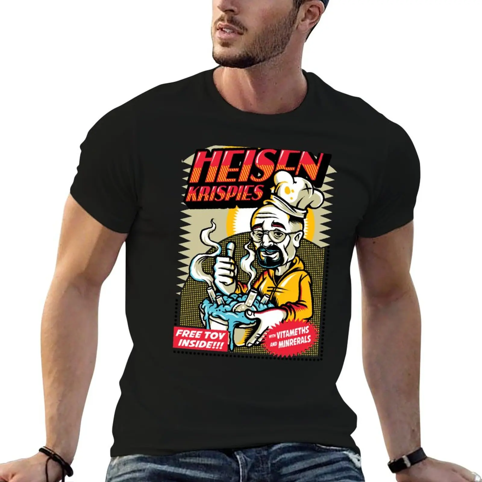 Camiseta Heisen Krispies para hombre, camisetas gráficas de verano para hombre, paquete de camisetas blancas para hombre