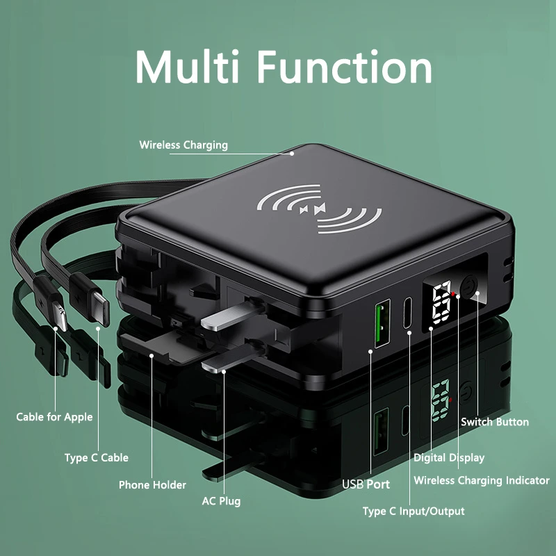 15000mAh Wireless Power Bank Wall Charger for iPhone 16 Xiaomi Samsung 22.5W External Battery Fast Charging Portable Powerbank