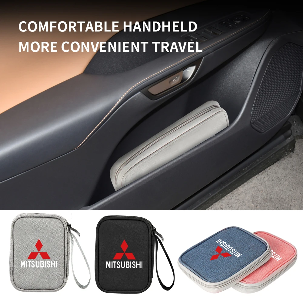 Портативный автомобильный ключ, водительские права, наушники, USB-сумка для хранения для Mitsubishi Outlander I200 Pajero Lancer ASX Eclipse Space