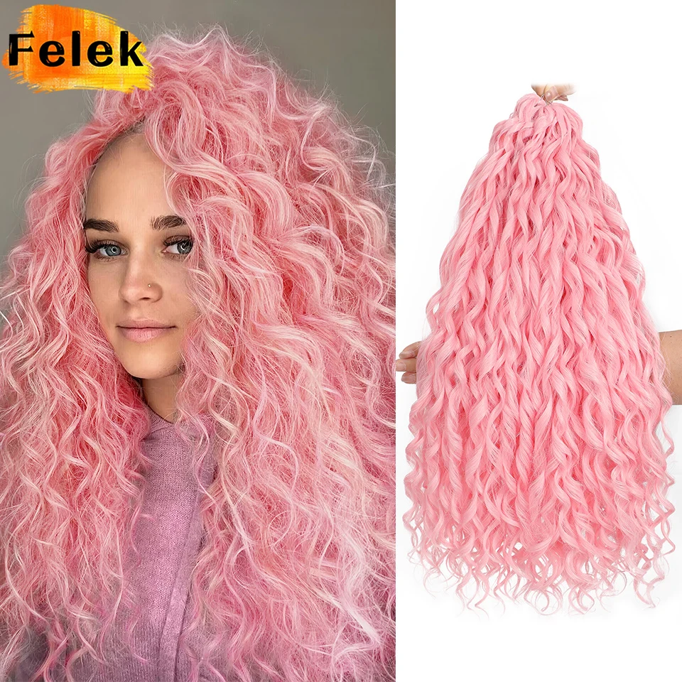 Pink Jessica Curls Braiding Hair Extension 22 Inch Burgundy Synthetic Loose Water Wave Twist Crochet Braids Fake Hair Wholesale