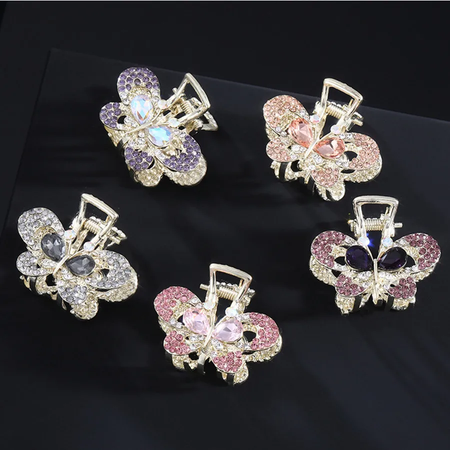 New Korean fashion Crystal Metal Crab Claw Clip For Women Girls Charm Full Rhinestone Wedding Hair Accessories Jewelry Gift