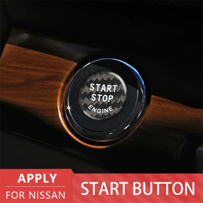 For Nissan Murano Car Engine Start Stop Button Cover Real Carbon Fiber Sticker 2011 2012 2013