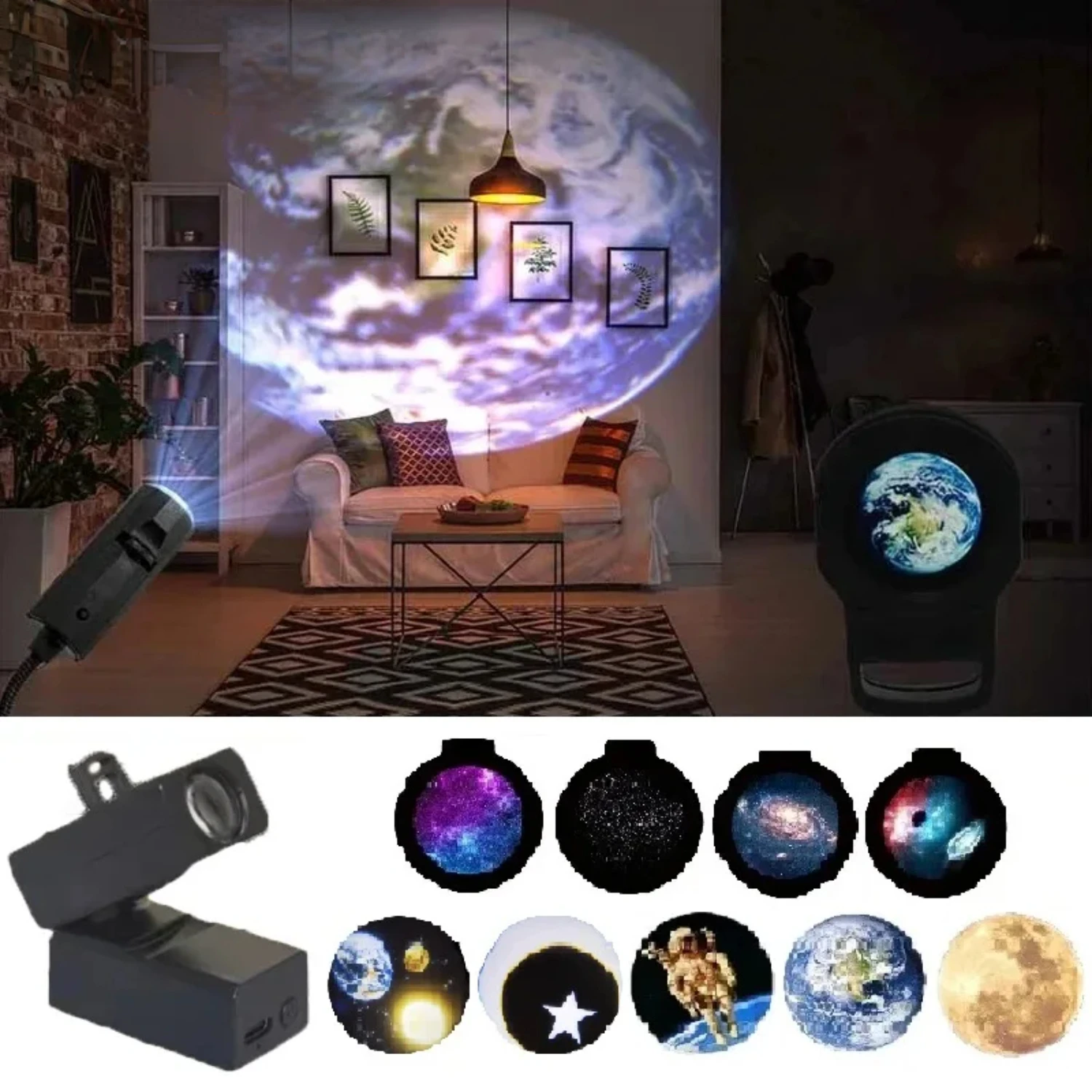 

New LED Star Projector Lamp for Bedroom Wall Decor, Creating Atmospheric Earth Projection and Planetarium Background Atmosphere