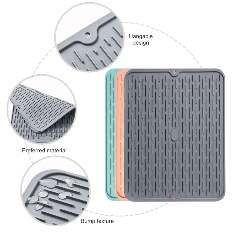 Kitchen Tableware Drying Mat Silicone Heat Resistant Cup Pot Insulation Pad Dinnerware Table Dish Mat Multi-function Supplies