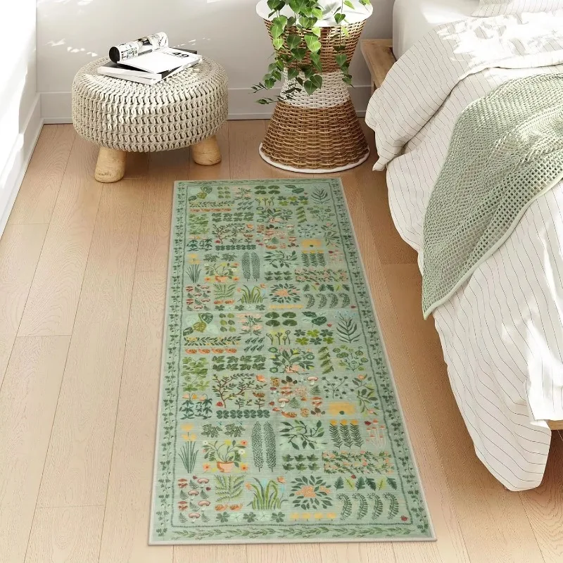 Spring-Like Faux Cashmere Washable Back Carpet, Corridor and Kitchen Door Mat, Anti-Slip Washable Home Decoration