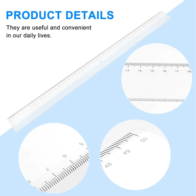 50Cm Clear Plastic Measuring Long Straight Centimeter Ruler
