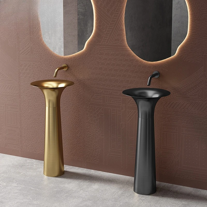 Factory Direct 2026 Stainless steel wash basin Column basin Floor-to-ceiling wash basin Hotel bathroom wash