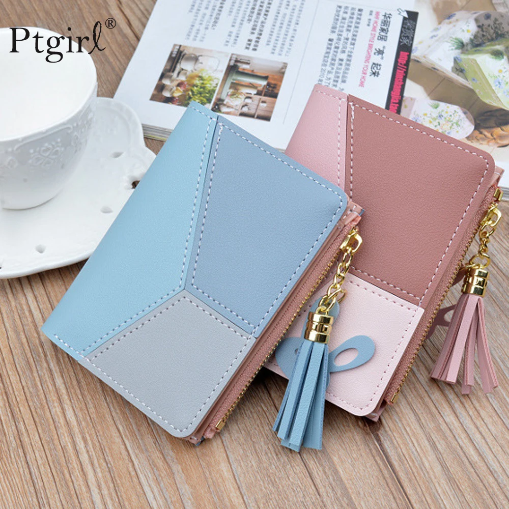 

New Arrival Wallet Short Women Wallets Zipper Purse Patchwork Fashion Panelled Wallets Ptgirl Coin Card Holder кошелек женский