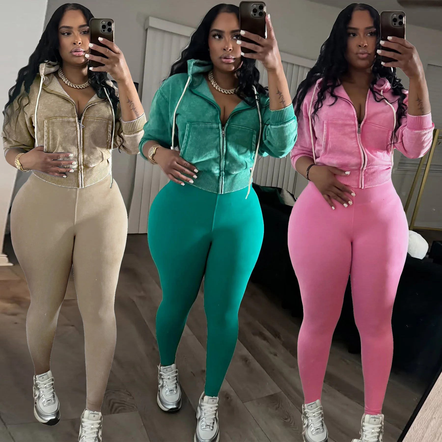 

Hoodie Tops Fleece Joggers 2 Piece Pant Set Woman Outfits Y2K Streetwear Tracksuit Sweatsuit Winter Jacket Two Piece Pant Sets