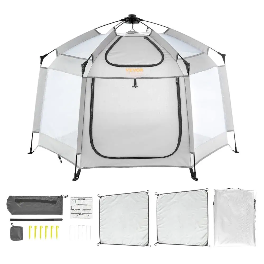 

Baby Toddler Portable Playpen with Built-in Canopy Foldable Lightweight Pop-up Travel Yard 59.8x59.8 Travel Bag 3 Shade