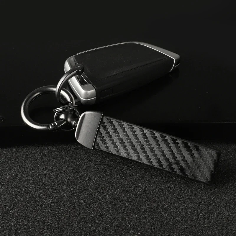Auto Schlüsselbund Schlüssel Ringe Carbon Faser Leder Zink-legierung Auto Schlüsselring Hufeisen Schnalle Auto Zubehör Für Männer Frauen Business Geschenk