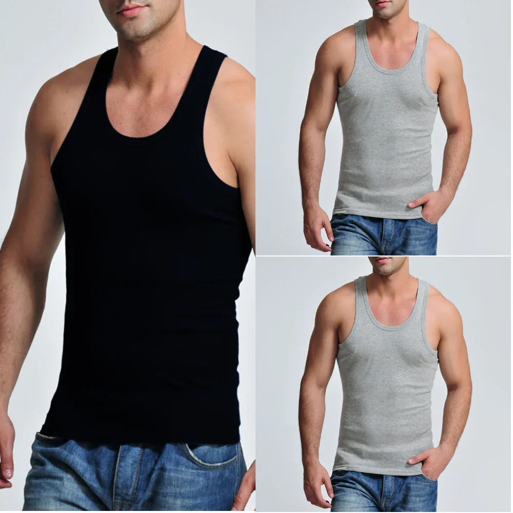 8 Pcs Mens Sleeveless Tank Top Solid Cotton Muscle Vest For Men Undershirts Gymclothing Tees Tops Body Hombre Soft Men Clothing