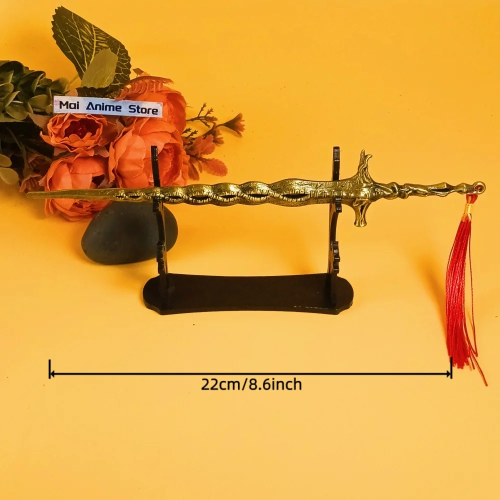 8.6 بوصة معدنية Elden كاتانا ديكور أنيمي النينجا سكين شفرة السيف الصغيرة الصلب كاتانا الحقيقية الأصلي الساموراي صابر لعبة غير حادة هدية #4