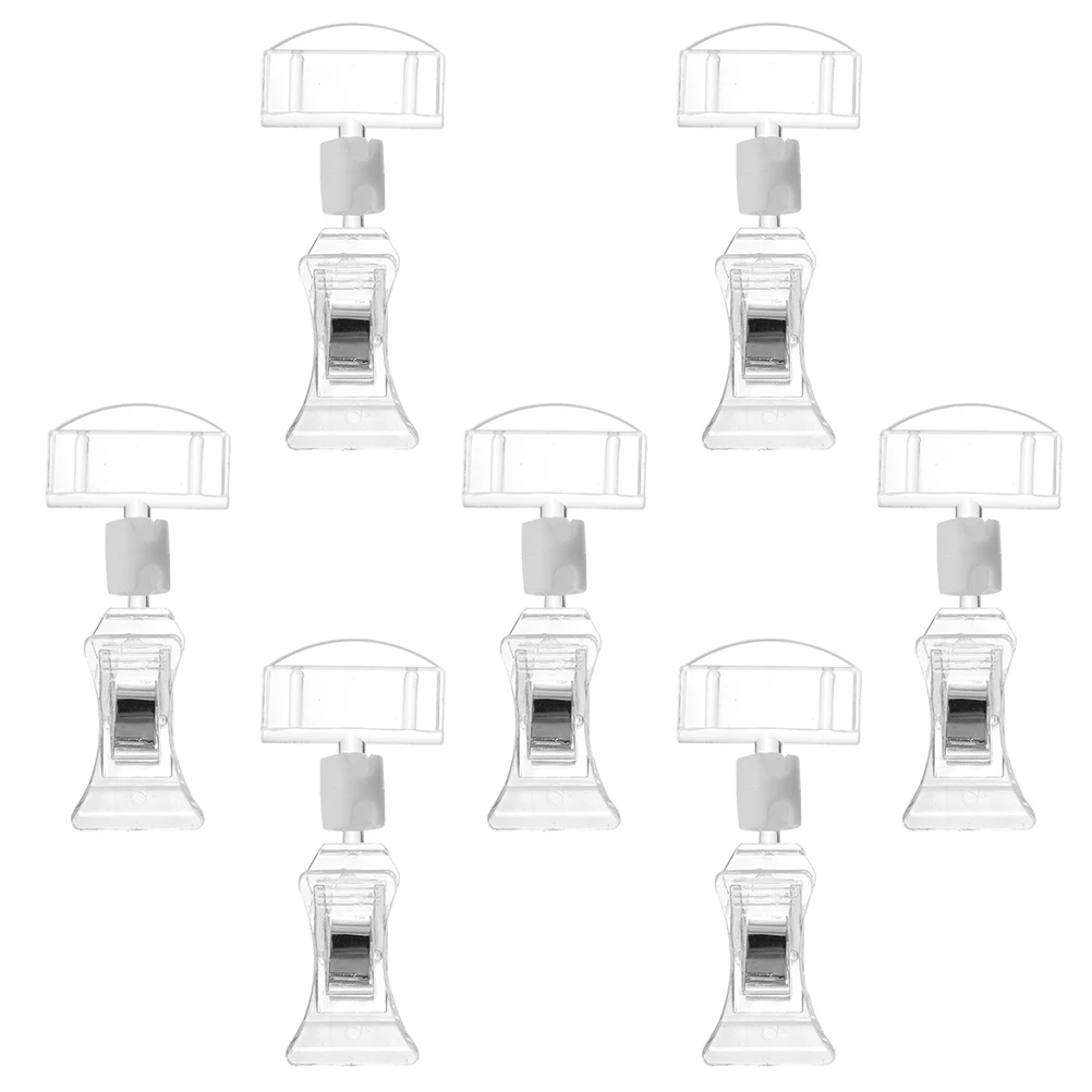 7pcs Acrylic Merchandise Sign Clips Double Clip Rotatable Advertising Display Holders For Price Tags Labels Display