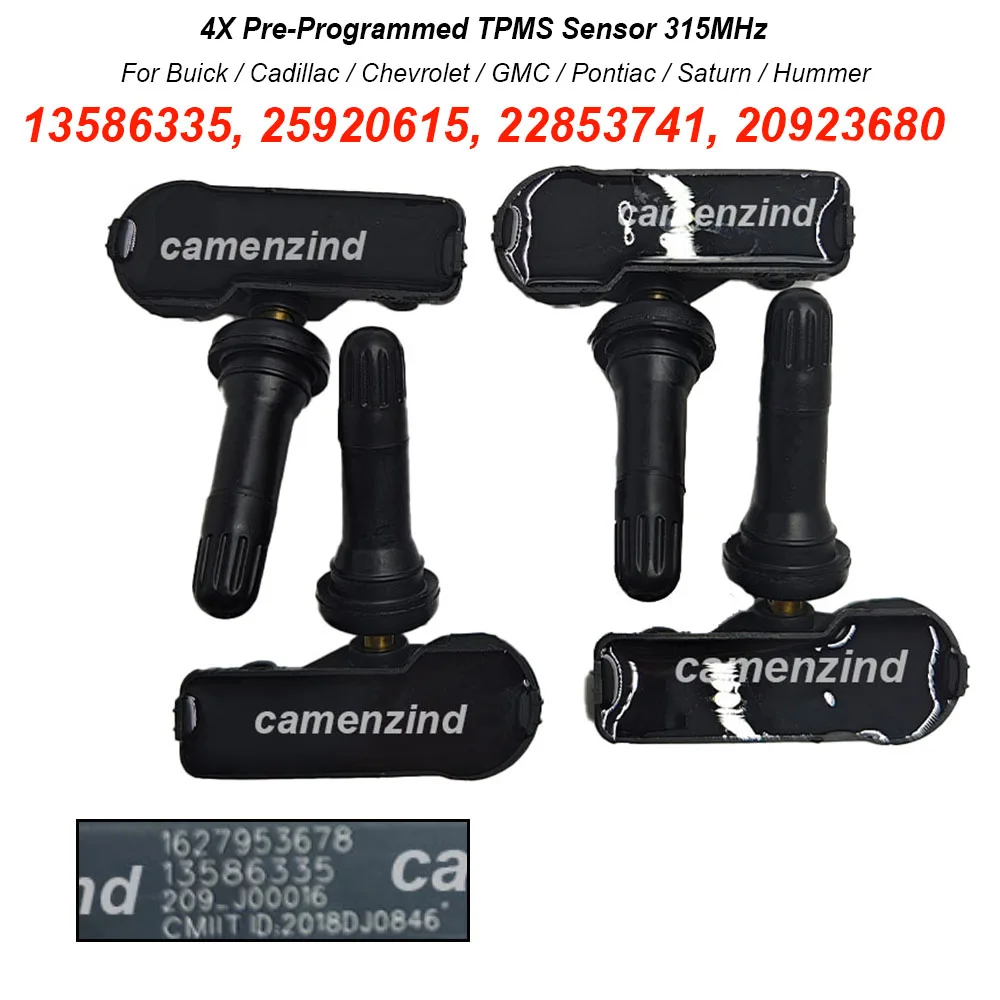 4PCS TPMS Sensor 315MHZ 13586335 13598771 25920615 20923680 For Chevrolet Suburban Silverado GMC Sierra Yukon Cadillac Buick