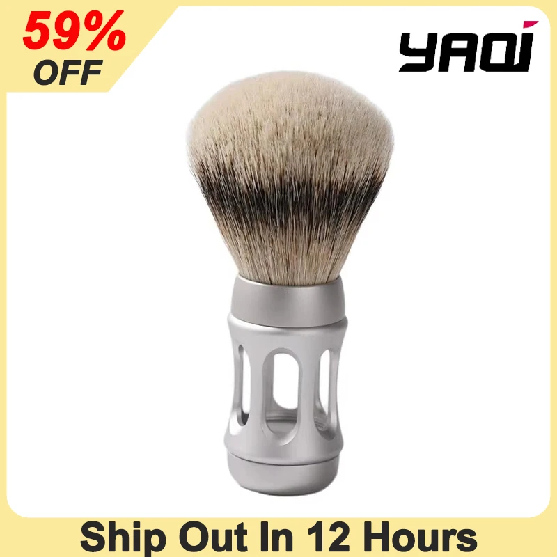 

YAQI 24MM Minimalism Bandstand Matte Chrome Metal Handle ilvertip Badger Hair Shaving Brush For Mens Travel Wet Shaving Brush