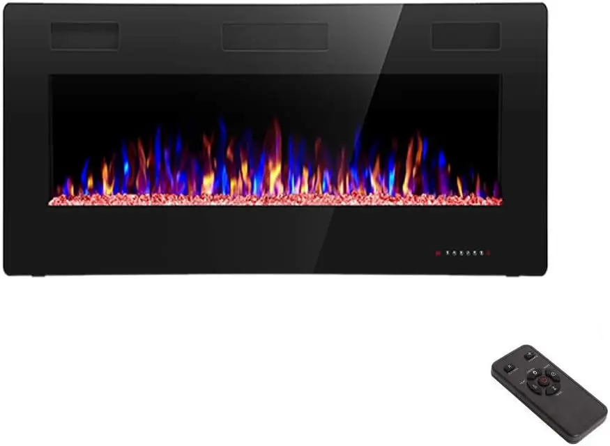 36 inch Recessed and Wall Mounted Electric Fireplace, Ultra Thin ad Low Noise, Fit for 2 x 4 and 2 x 6 Stud, Remote Co