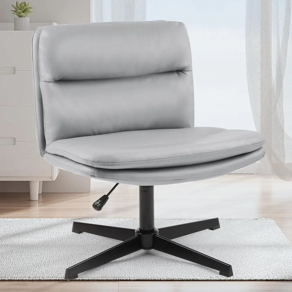 Moderne Bürostühle mit Kreuzbeinen, 2er-Set, armloser, drehbarer Schminkstuhl mit dickem Kissen, breite Sitze zum Aufgaben