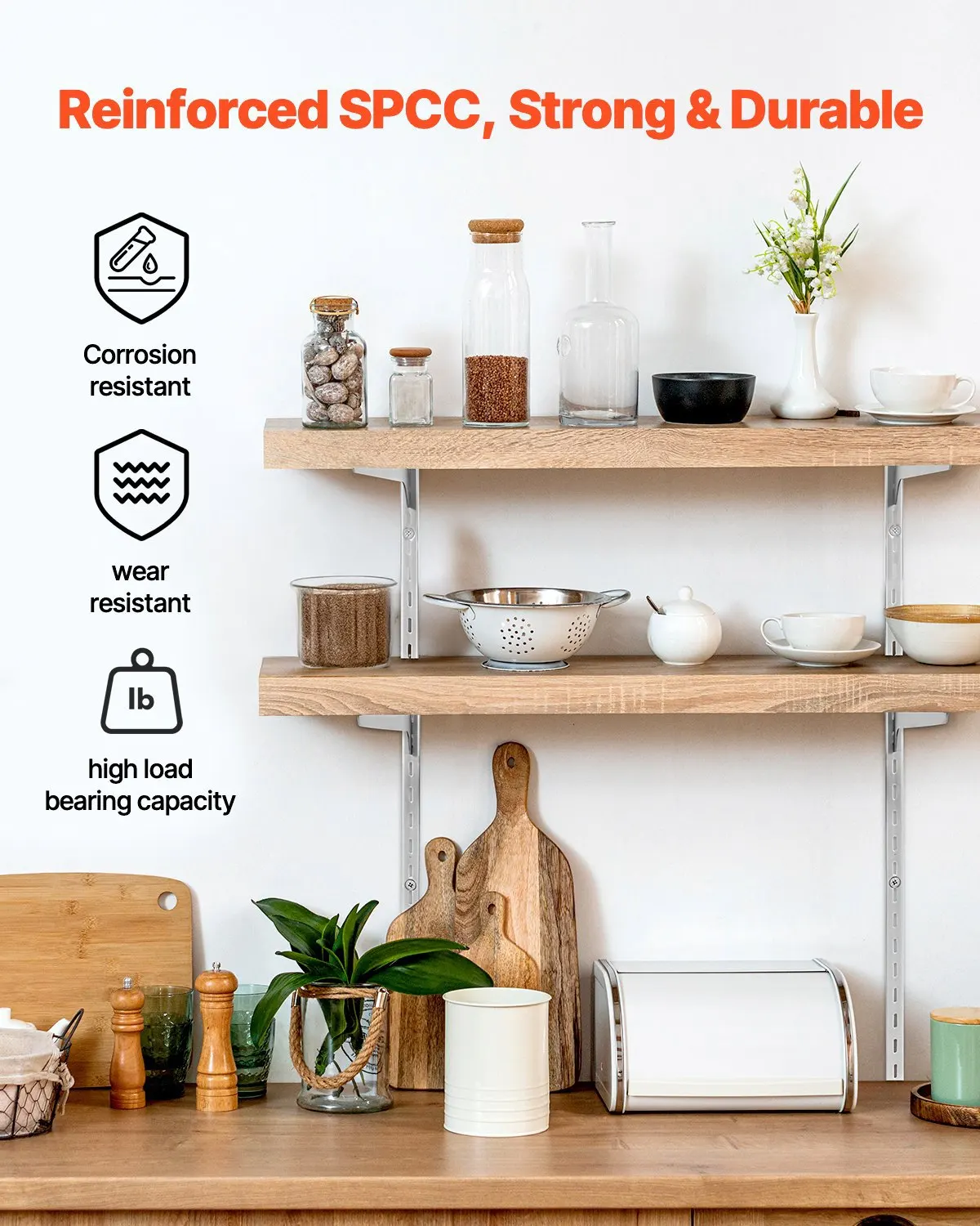 

Настенные полки-пиластры, 39 дюймов, 10 штук в упаковке, вертикальная настенная система хранения, усиленная система опор, одинарные направляющие для полок, 40 винтов