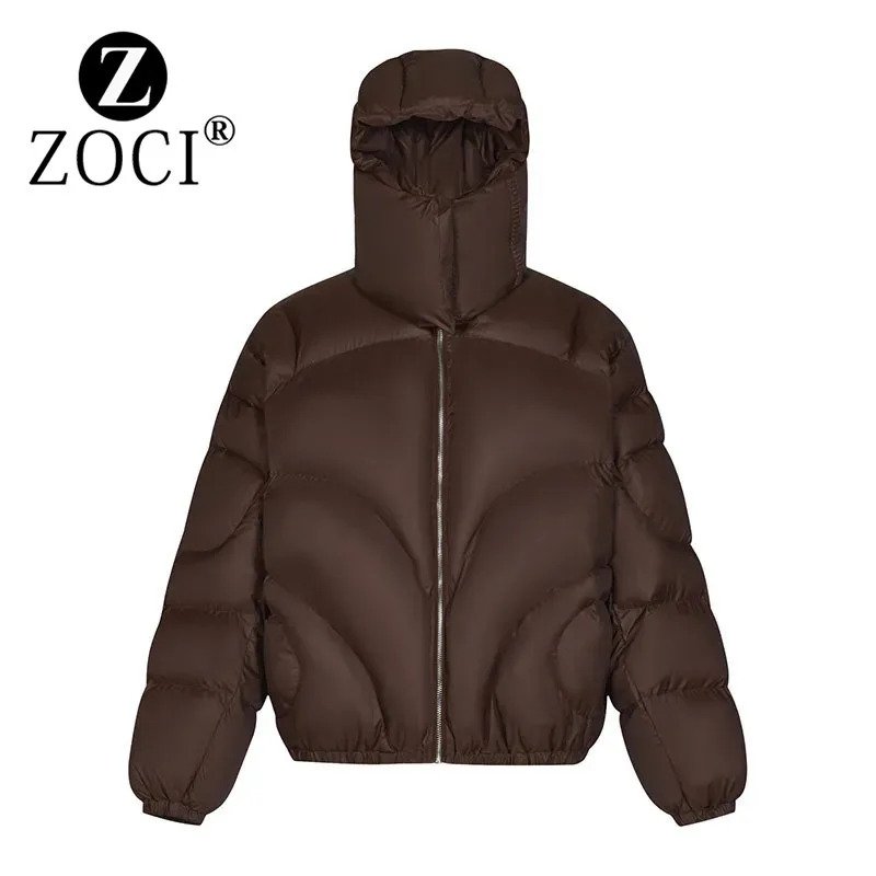 [ZOCI] Oversize Jacket, Hooded Men's Winter Plush, Thick Warm, Loose Fitting Couple Bread Cotton Jacket