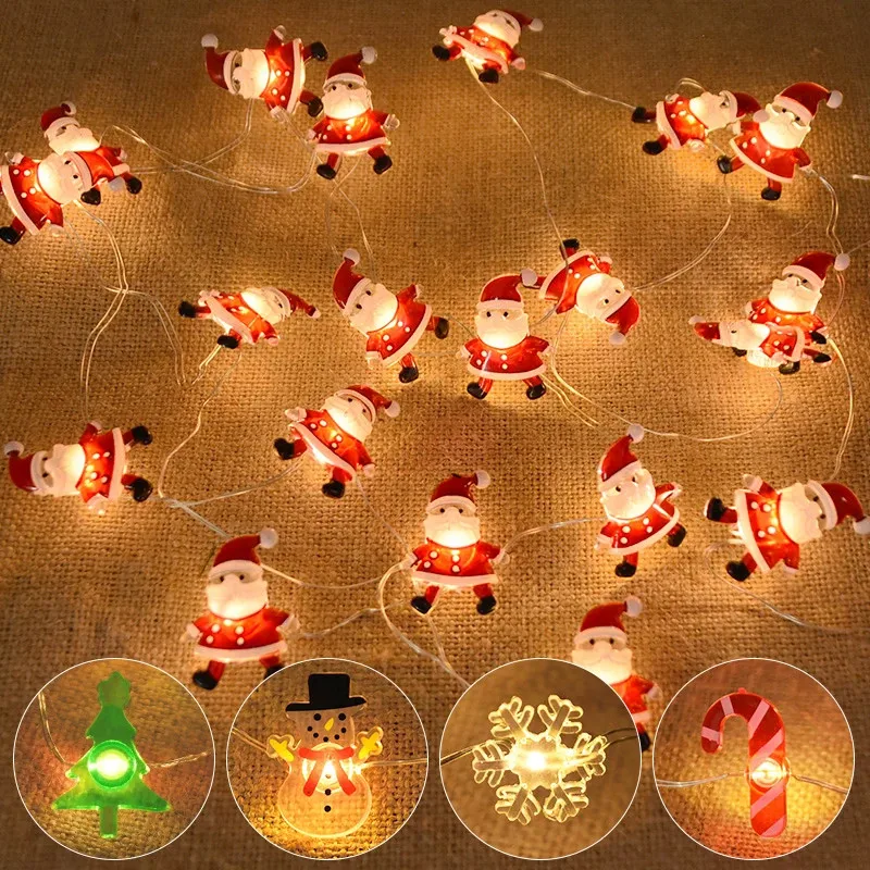 Santa Claus Garland Snowman Elk String Light Christmas Tree Decor for Home Xmas Ornaments Navidad Gifts Noel 2022 New Year 2023