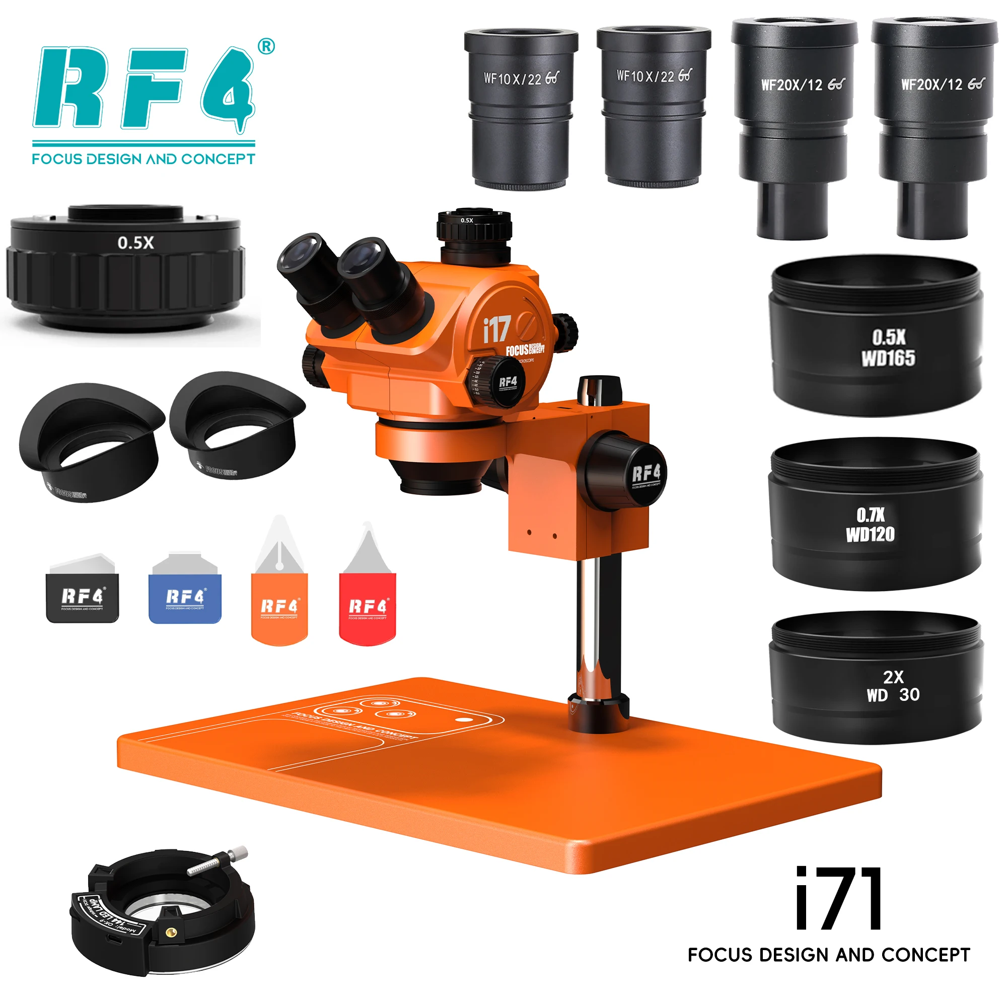 Новый микроскоп RF4 i17 Orange Vision с 7-кратным–50-кратным непрерывным зумом для ультрачёткого наблюдения за деталями, подходит для ремонта и инспекций