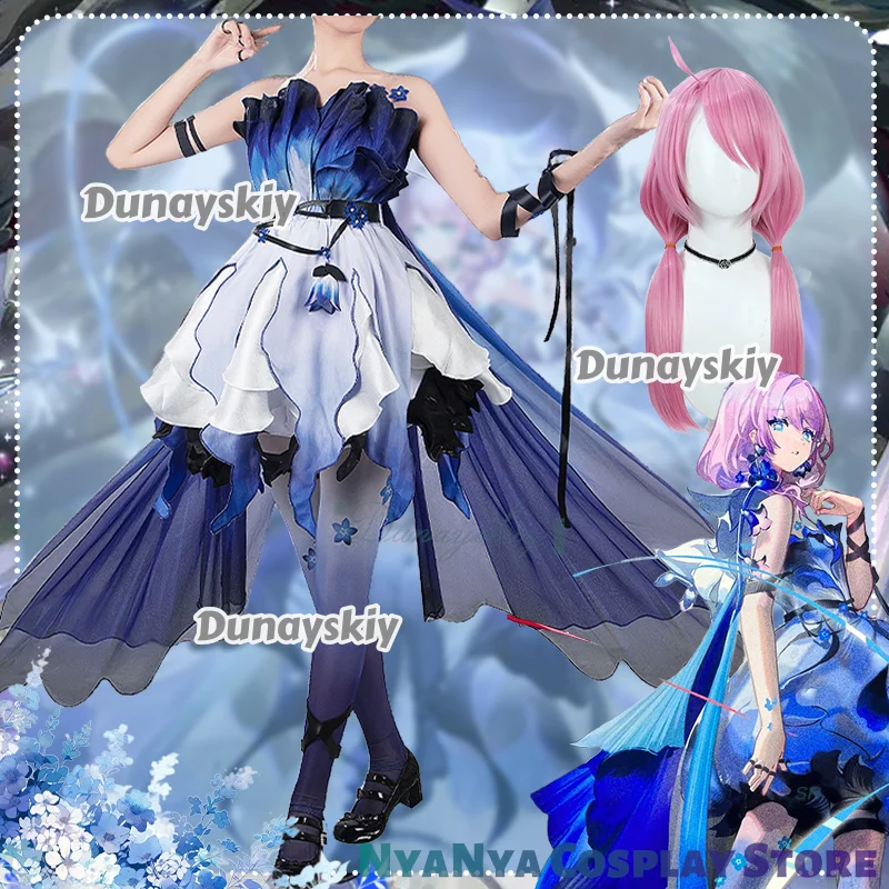 

Blue New Skin Cosplay Costum Game Arknights Pink Wig Shoes Accessories Full Set For Halloween Suit Women Girls Men Party