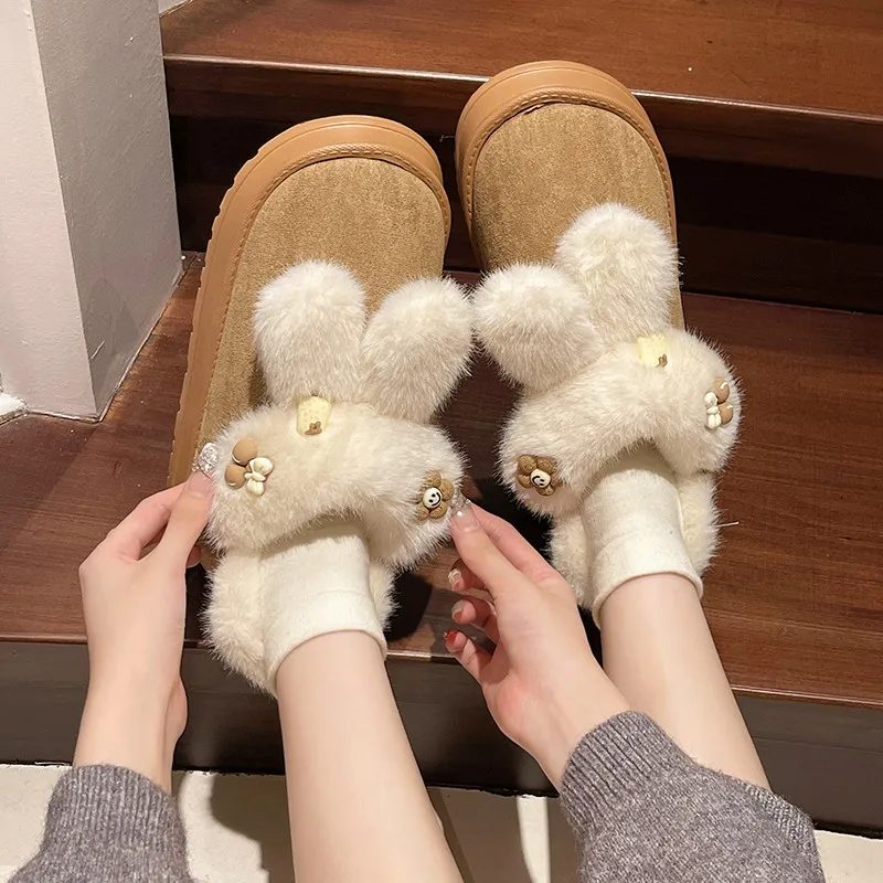 Wsuwane buty dla kobiet Loafers Fur Slip-on New Winter Slipper Slides Winter Shoes Women Loafers Fur Slip-on New Slip On Slipper