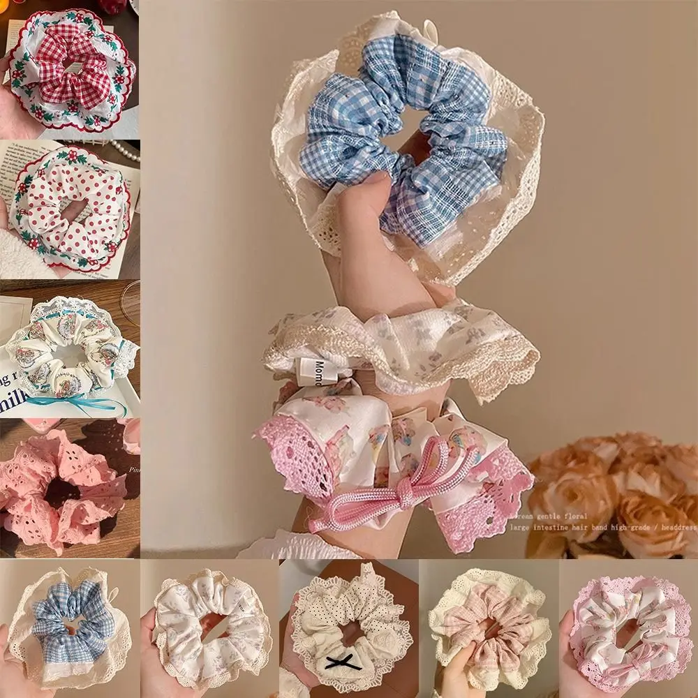 

Gift Multicolor Lace Hair Scrunchies Advanced Sense Lace Elastic Hair Bands Hair Accessories Ornament Braid Headdress Girl