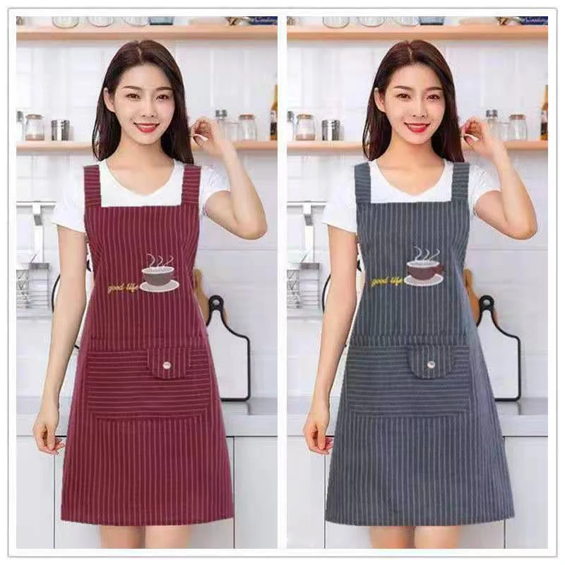 Cotton Linen Suspenders Cotton Apron Kitchen Bib Apron Anti-oil Cover-up Wear The Apron Backwards